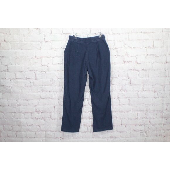 LL Bean Perfect Fit Pants Fleece Backed Straight Leg Classic Navy M Pet - Picture 4 of 11